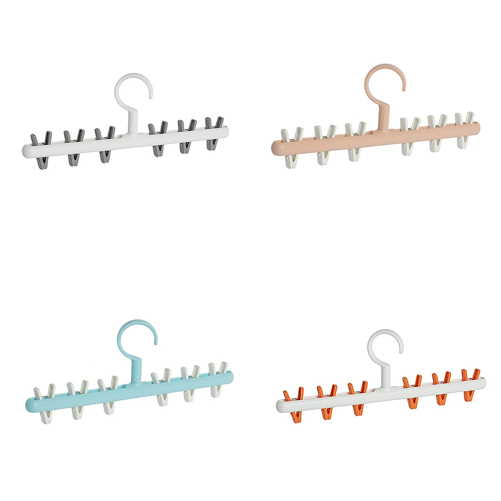 

6 Clips Drying Rack Multi-functional Underwear Socks Towels Clothes Rack Hanger Rotating Clothespin Drying Hangers Household