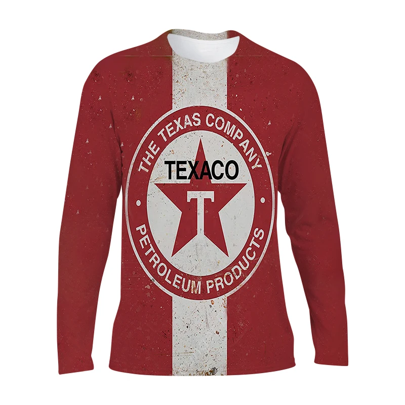 Мужская футболка с длинными рукавами весна-лето круглым вырезом в стиле ретро