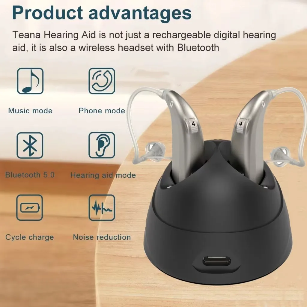 

Bluetooth Digital Hearing Aid Sound Amplifier for Deafness and Hearing Loss Audio Noise Reduction for Elderly Hearing Impairment