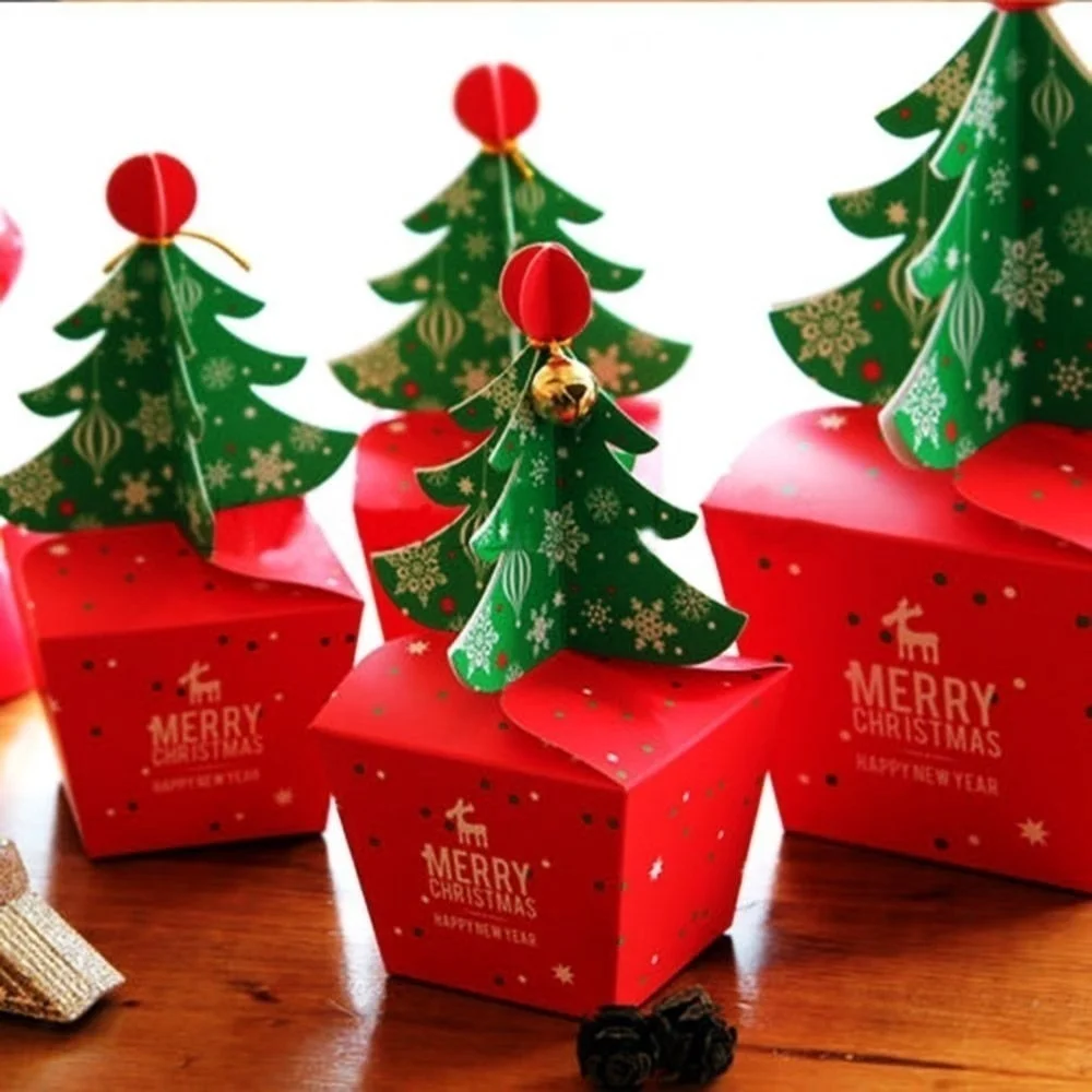 20 Pcs Set Cute Fashion Baby Kids Xmas Bags Paper Carrier Jar Sugar Box Christmas Tree Ornaments Christmas Decoration