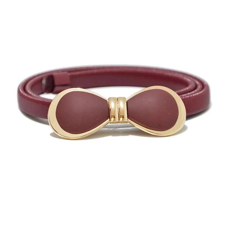 

New Unique Bowknot Tie Stretch Belt Women Fashion Metal Gold Red Blue Belts Female Jeans Dress Brand Design Waistband 2021