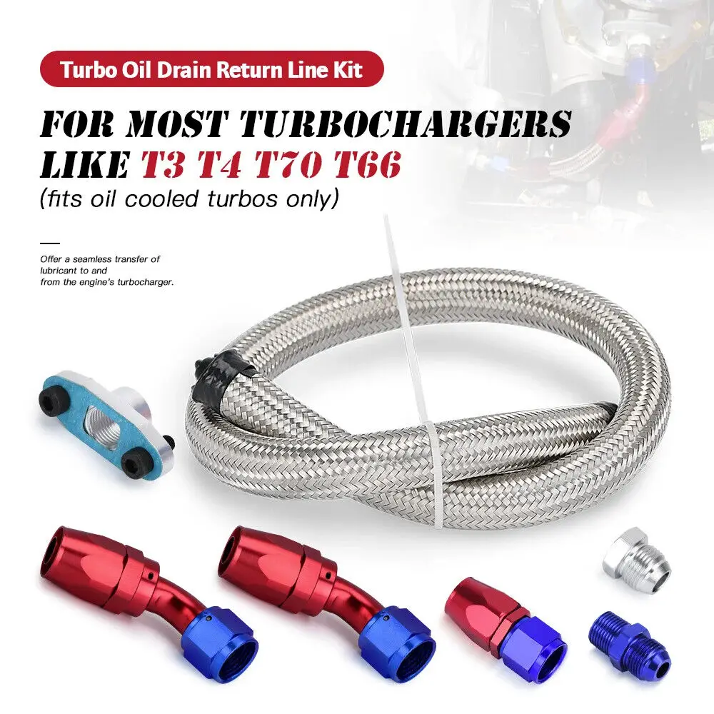 Линия возврата слива масла турбокомпрессора 10AN 26 дюймов подходит для Turbo T3 T4 T04E T70