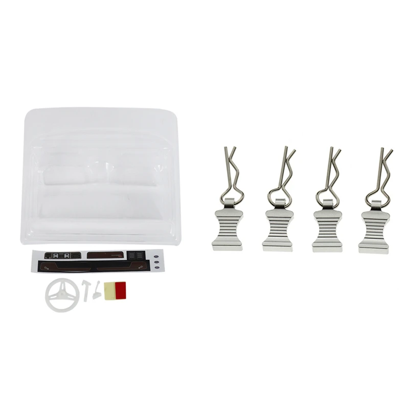 

1 Pcs Simulated Transparent Interior Cockpit & 4 Pcs R-Type Body Shell Clips Pin With Aluminum Mount