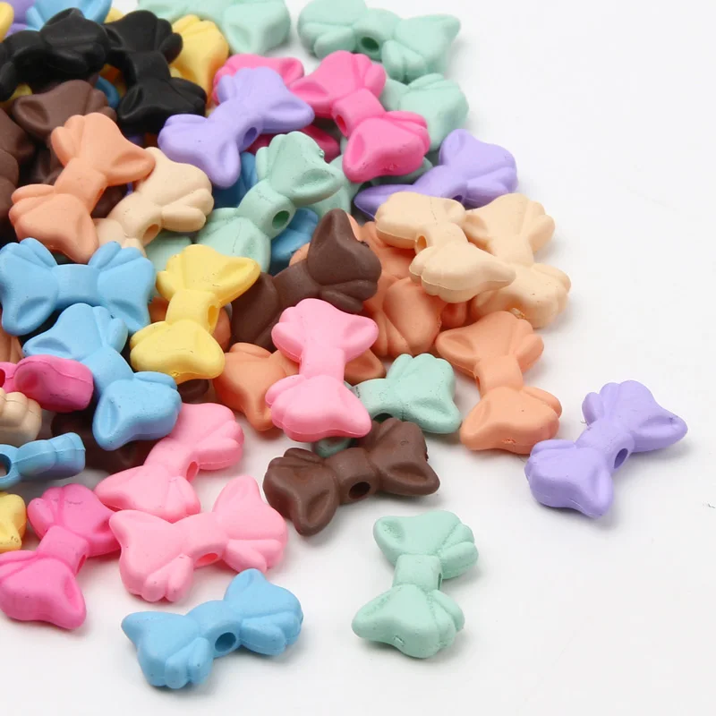 Матовый разноцветный милый бант 15 Х9 мм акриловые разделительные бусины для