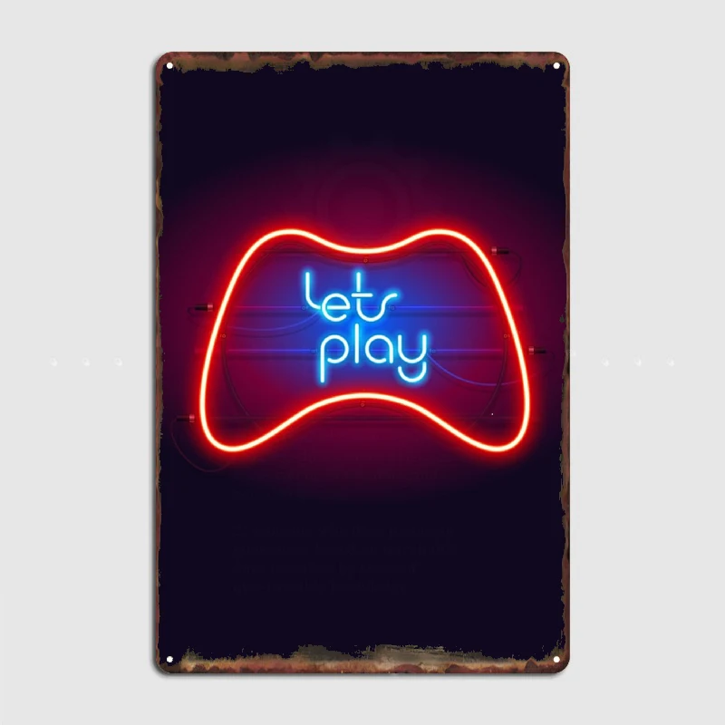 

Colorful Neon Sign with Game Controller Metal Plaque Poster Home Plaques Wall Mural Personalized Tin Sign home decor wall decor