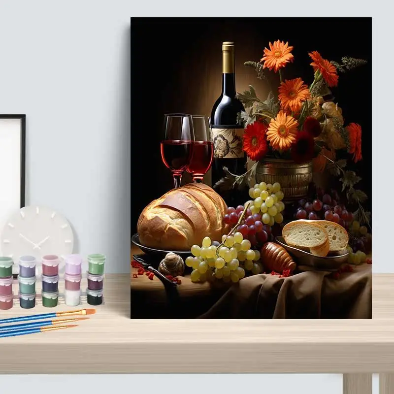 CHENISTORY 60x7 5 см Раскрашивание по номерам ваза для цветов DIY рамка рисунок на холсте