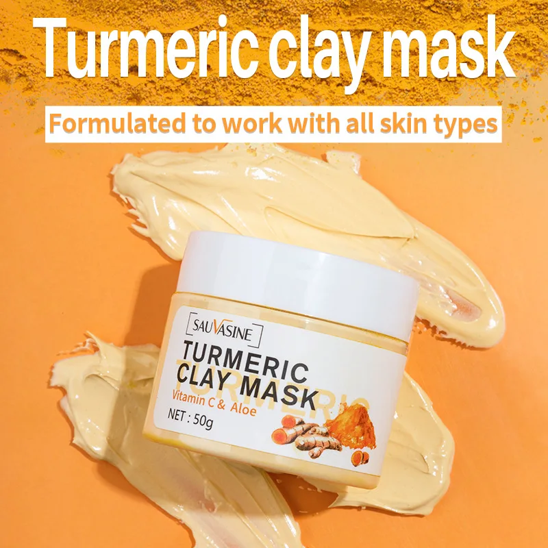 

Anti Acne Tumeric Mud Mask Beauty Facial Cleansing Blackheads Skin Care Brighten Tone Vitamin C Turmeric Face Clay Mask