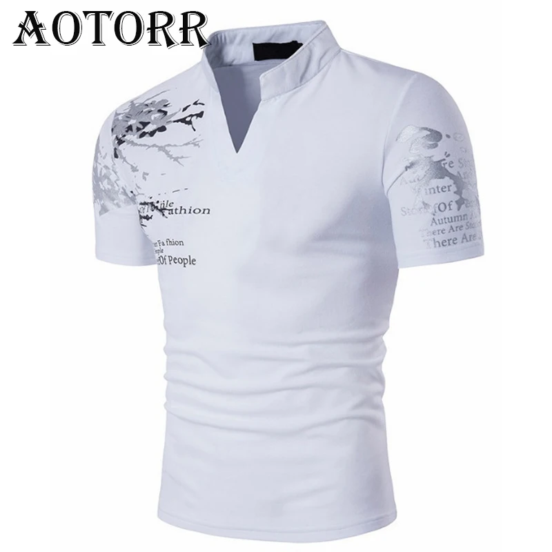 Футболка мужская приталенная с коротким рукавом Повседневный пуловер принтом