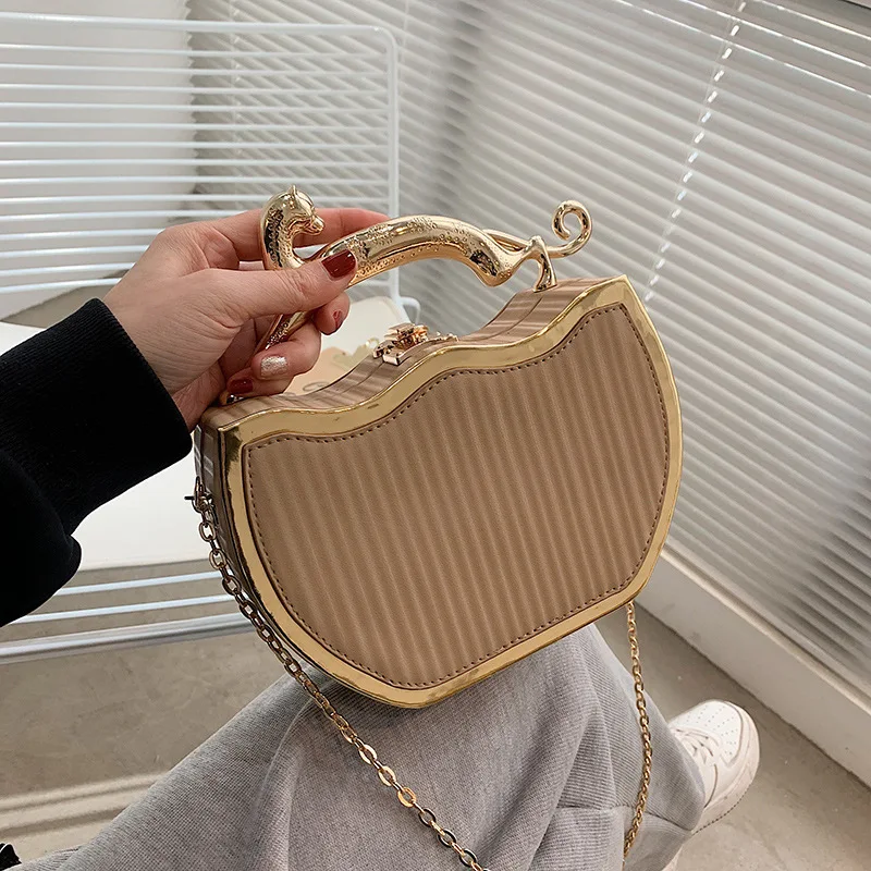 

Luxury Designer Stripe Printed Women's Handbag Fashion Chain Single Shoulder Crossbody Bag New Ladies Box Shape Messenger Bag