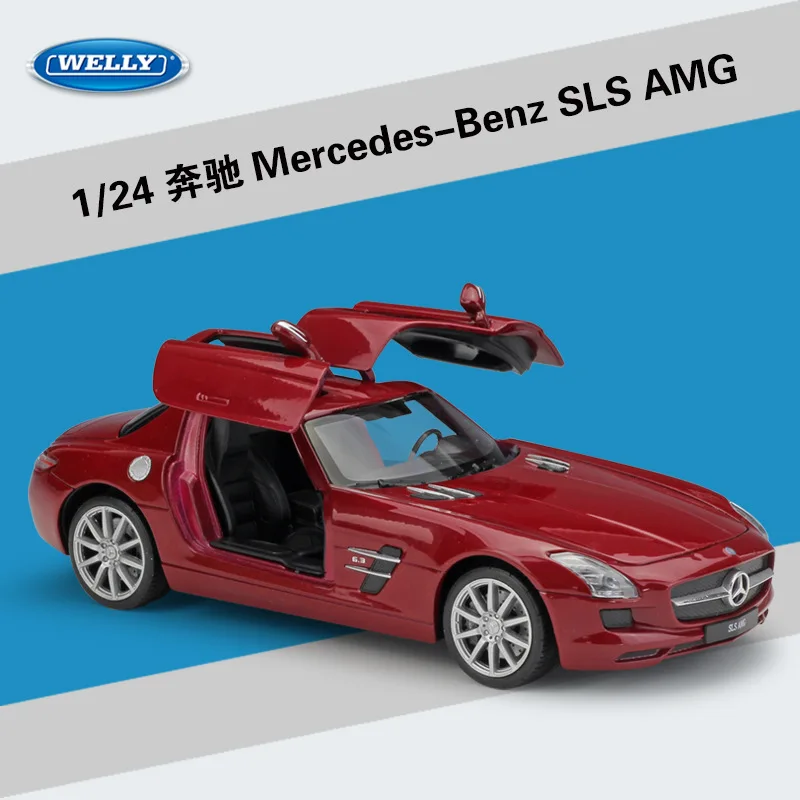 

WELLY 1:24 Mercedes Benz SLS AMG высококлассная имитация спортивного автомобиля матовая литая металлическая модель из сплава Классическая модель автомобиля коллекция игрушек B151