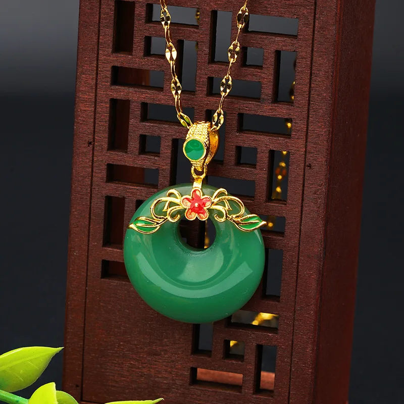 Натуральная зеленая халцедония, резная вручную цветочная петля мира, модная бутиковая ювелирная гирлянда для мужчин и женщин, популярные подарки.