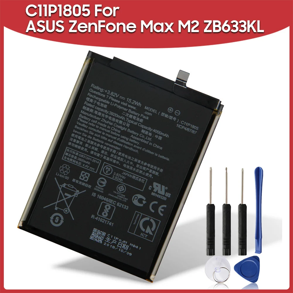 

Original Rechargeable Battery C11P1805 For ASUS ZenFone Max M2 ZB633KL 4000mAh Phone Replacement Batteries