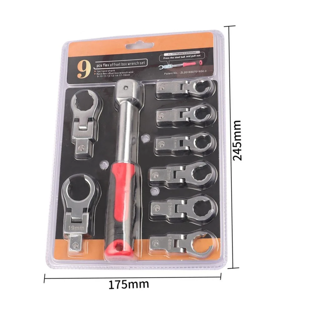 

1 Pc Ratchet Wrench Shaking Head 9/10/11/12/13/14/17/19mm Rotatable 180 ° Removable Flexible Torque Spanner Manual Tools