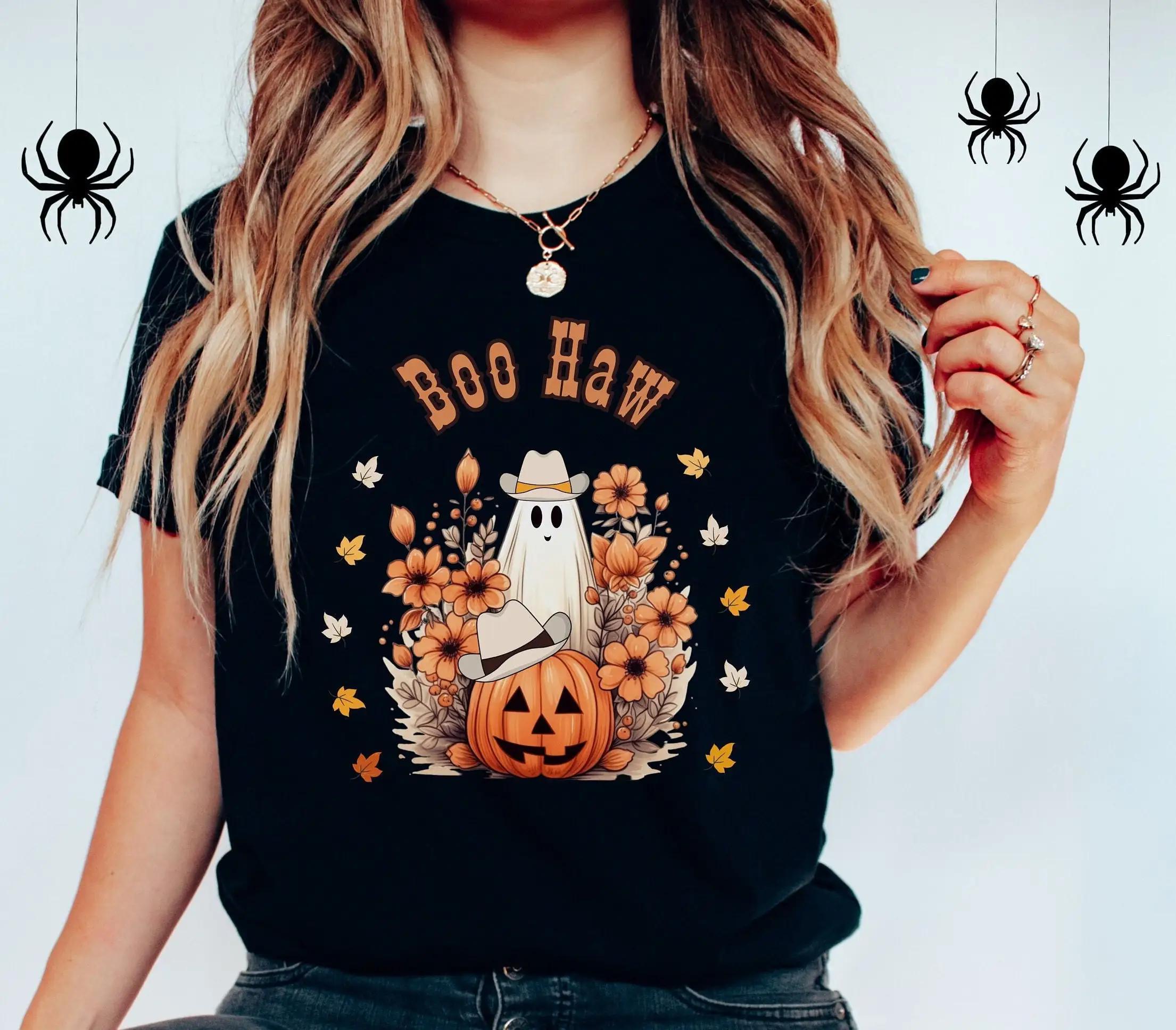 Футболка в стиле вестерн Boo Haw милый страшный ковбойский призрак говди тыква