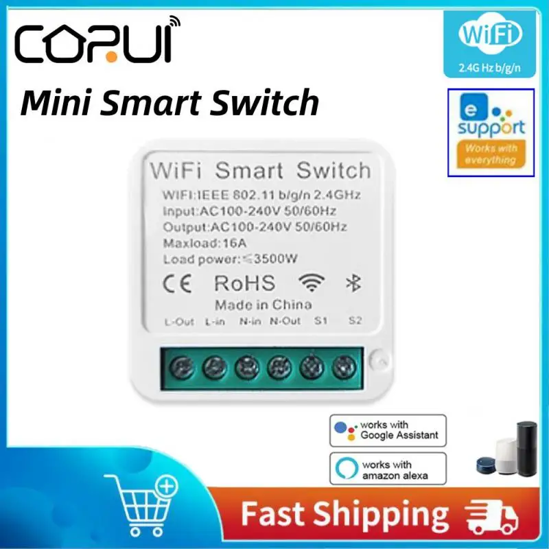 

eWeLink Wifi 16A MINI Smart Switch Supporte 2-way Control Timer Wireless Switches Smart Home Automation With Alexa Google Home