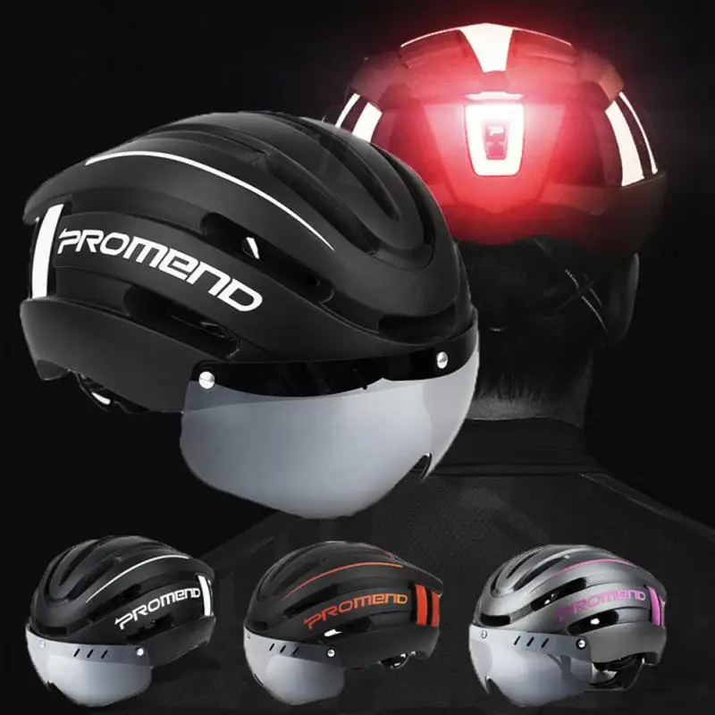 

MTB Bike Helmet Bicycle Cycling Helmet With LED Warning Light Goggles Ciclismo, Casco Integral Mtb Bicycle Accessories