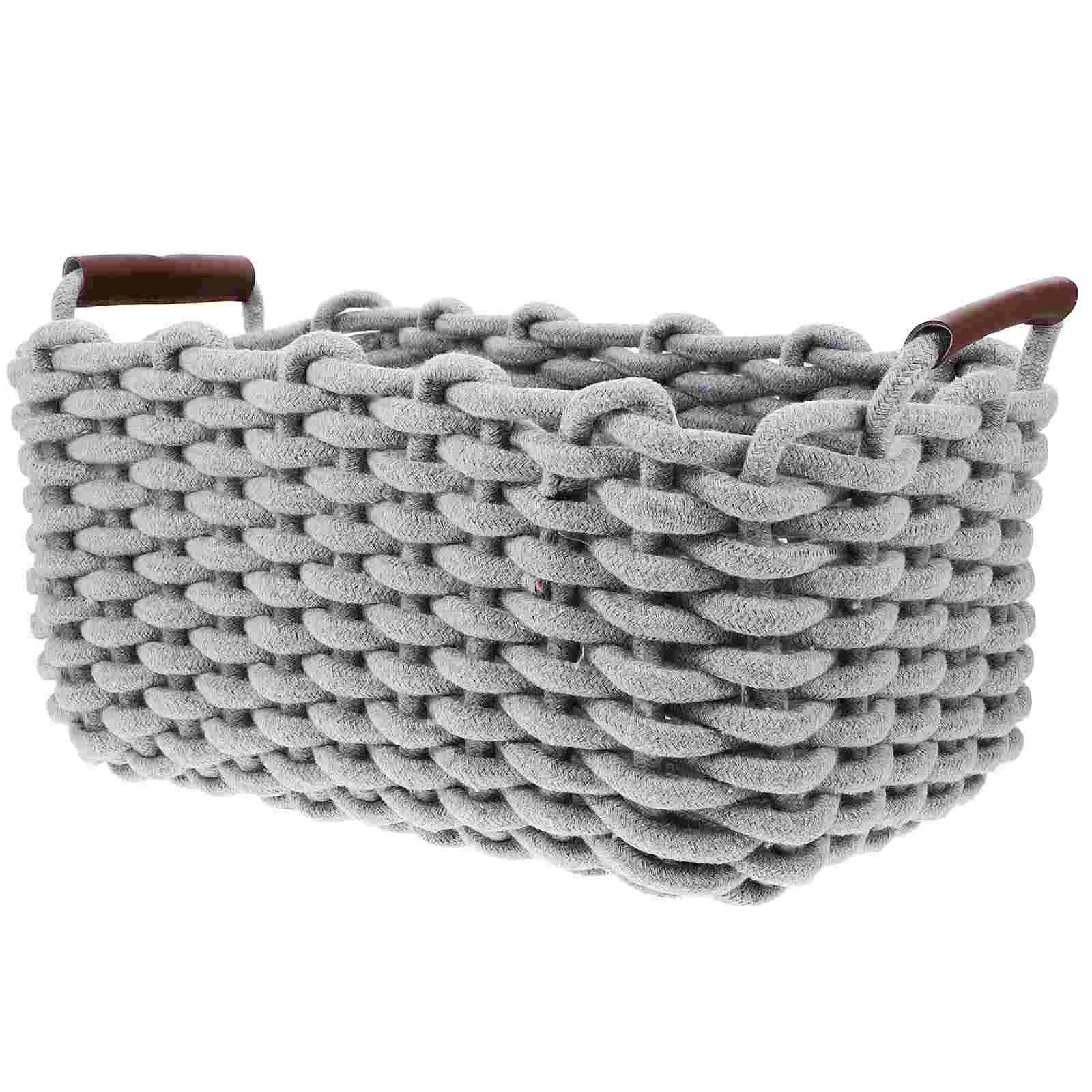 

Woven Storage Basket Wood Handles Organization Storage Container Decorative Shelf Bin Countertop Toilet Tank Shelf Cabinet