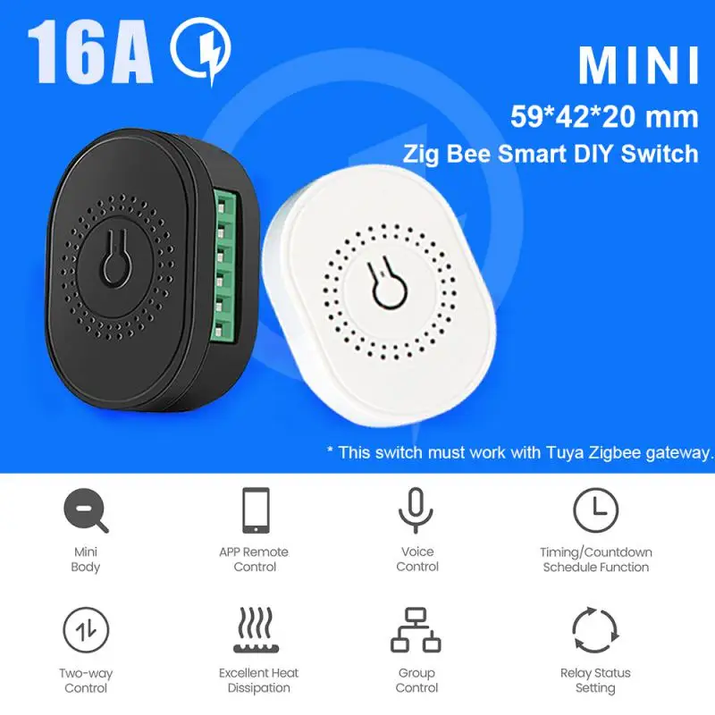 

Zigbee 3.0 No Neutral Wire Switches Mini 2-way Control Switch Smart Life Tuya Smart Work With Alexa And Google Home 16a