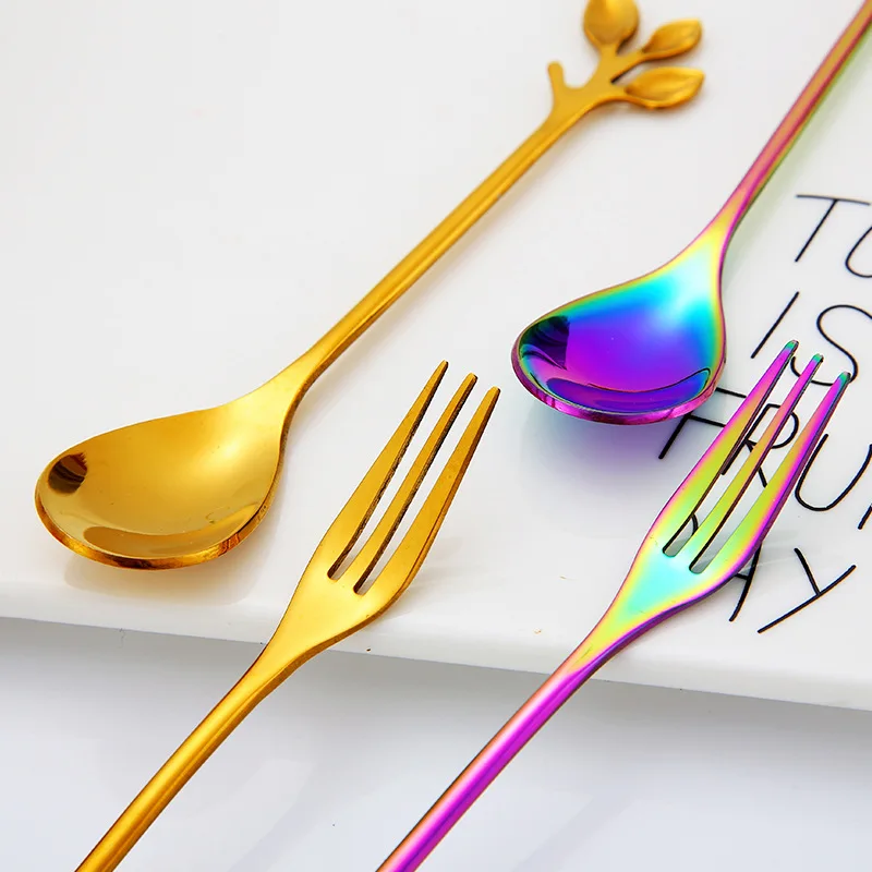

7PCS Mini Tea Spoon Stainless Steel Cutlery Set Unique Rainbow Dessert Spoon Gold Tea Spoons Small Coffee Spoon Scoop