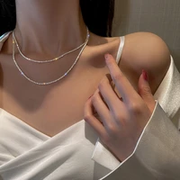 lats gold colour sparkling titanium steel clavicle chain choker necklace for women fine korea fashion jewelry wedding party gift
