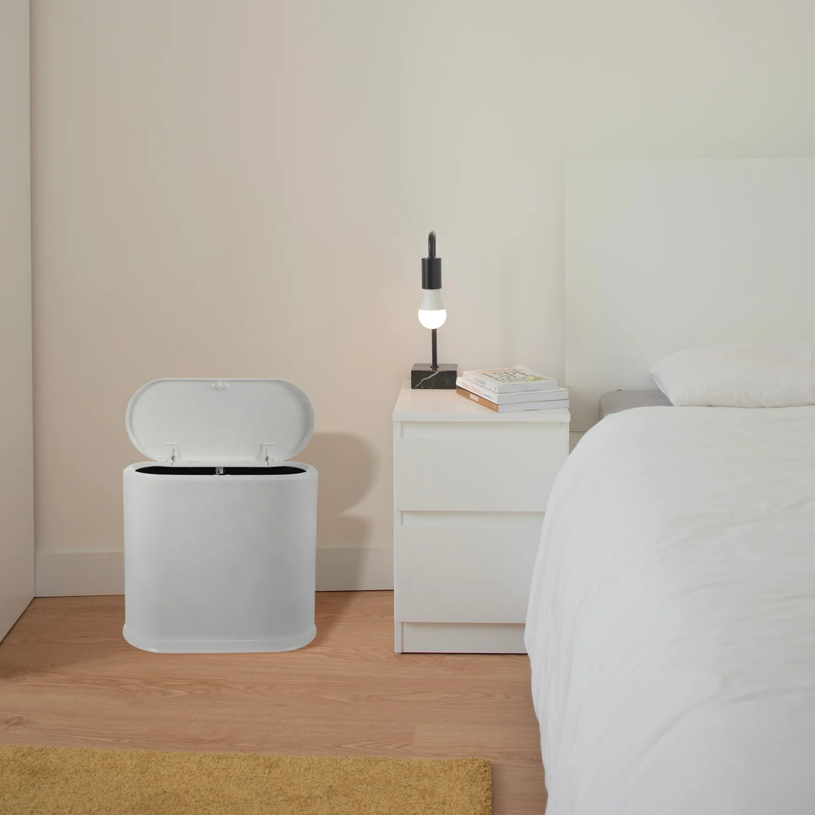 

Slim Trash Can Lid Wastebasket Press Litter Small Trashcan Bedroom Garbage Recycling Bin Plastic Office