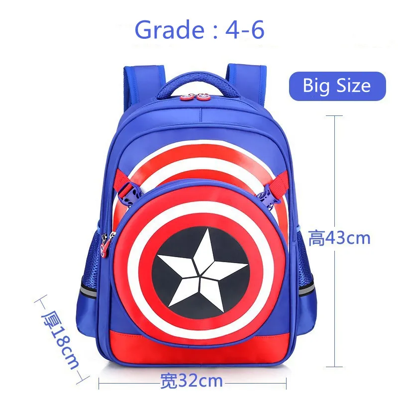 Disney New School Bags For Boys Captain America Primary Student Shoulder Orthopedic Backpack Large Capacity Grade 1-6 Mochila