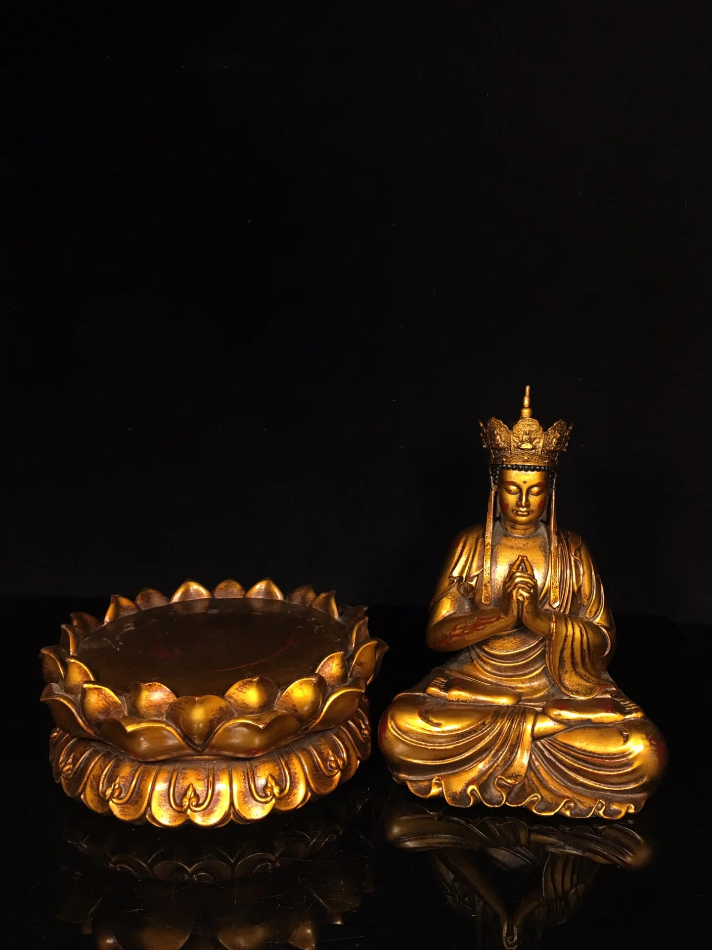 13-дюймовая коллекция тибетского храма старая бронза позолоченная пародирвана