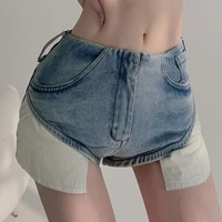 sexy low waist womens jeans shorts 2022 summer new fashion denim broken hole splicing irregular ladies skinny super short jeans