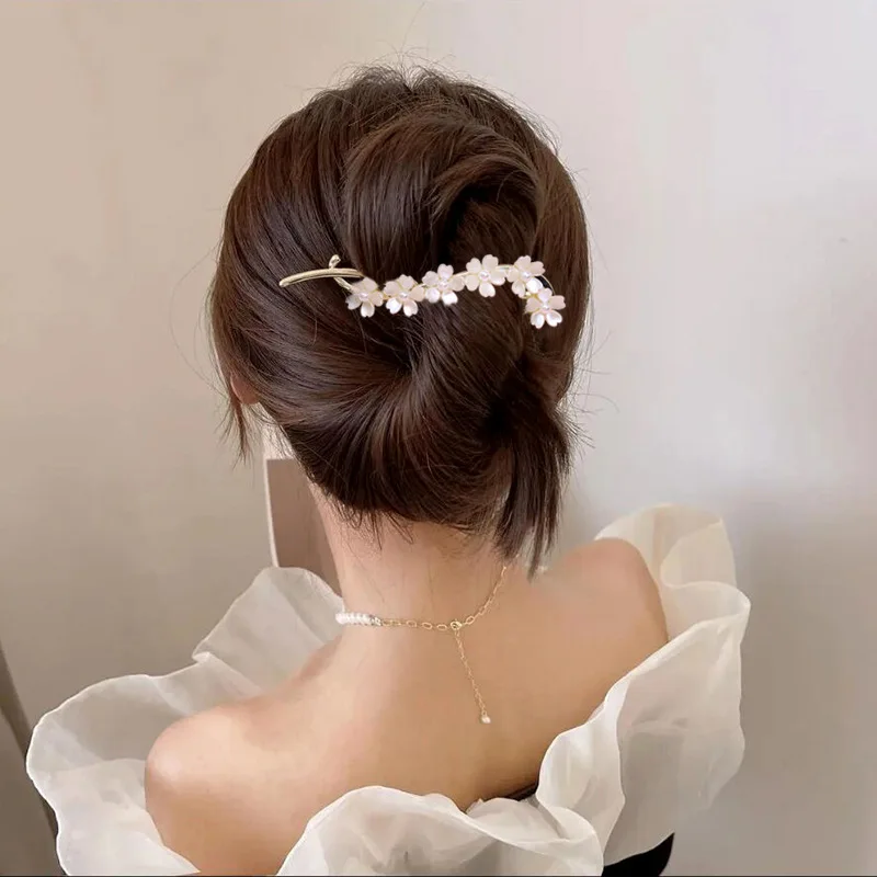 

Elegant S Shape Metal Floral Hair Claw Clip for Women Girls Hair Bun Hairpin Headwear Pearl Barrettes Banana Twist Clips Jewelry