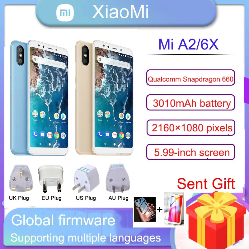 Celular for Xiaomi Mi 6X/A2 Smartphone  Snapdragon 660 1080 X 2160 Pixels Fast Charging 18WRandom color with gift