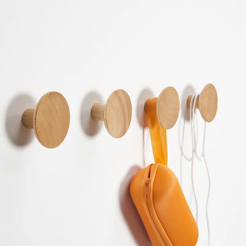 

Wood Round Clothes Rack Wall Coat Hanger Mushroom Clothes Hook Wall Hanger Wooden Towel Hooks Pretty Home Decoration For home
