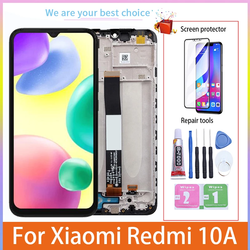 

Оригинальный ЖК-дисплей для Xiaomi Redmi 10A, сенсорный экран с рамкой, дигитайзер в сборе, замена 220233L2C 220233L2G 220233L2I