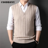 coodrony brand knitted wool sweater vest men clothing autumn winter new arrival casual warm v neck sleeveless pullover men z1085