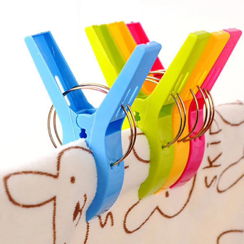 

4Pcs Beach Towel Clips Plastic Quilt Pegs for Laundry Sunbed Lounger Clothes Pegs Home Bathroom Organization