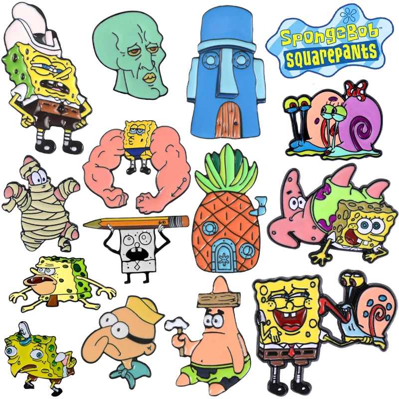 

SpongeBob Enamel Pins Brooches Cartoon Anime Bag Jeans Clothes Cartoon Lapel Hat Badge Cartoon Jewelry for Kids Best Friends