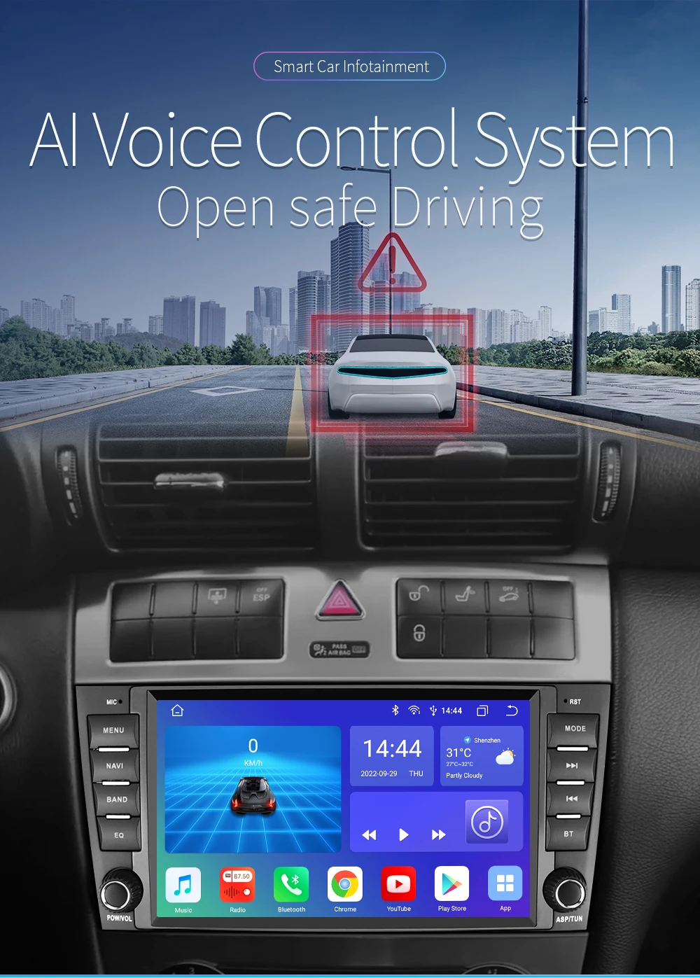 Фото Автомобильный мультимедийный плеер Carplay Android для Mercedes Benz W203 C 2004 - 2007 CLC 2008-2010, автомагнитола, аудио, стерео, GPS навигатор, SWC, RDS №2