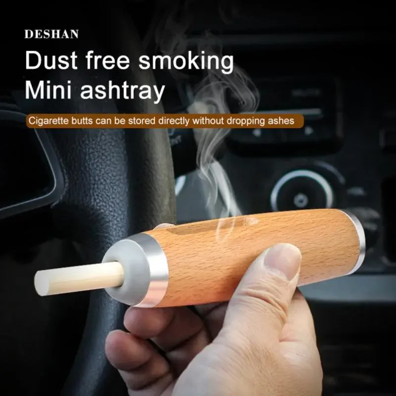 

Handheld Car Ashtray Portable Wood Ashtray Ejection Smoking Ashtray Anti Soot-flying Cigarette Cover Car Accessories