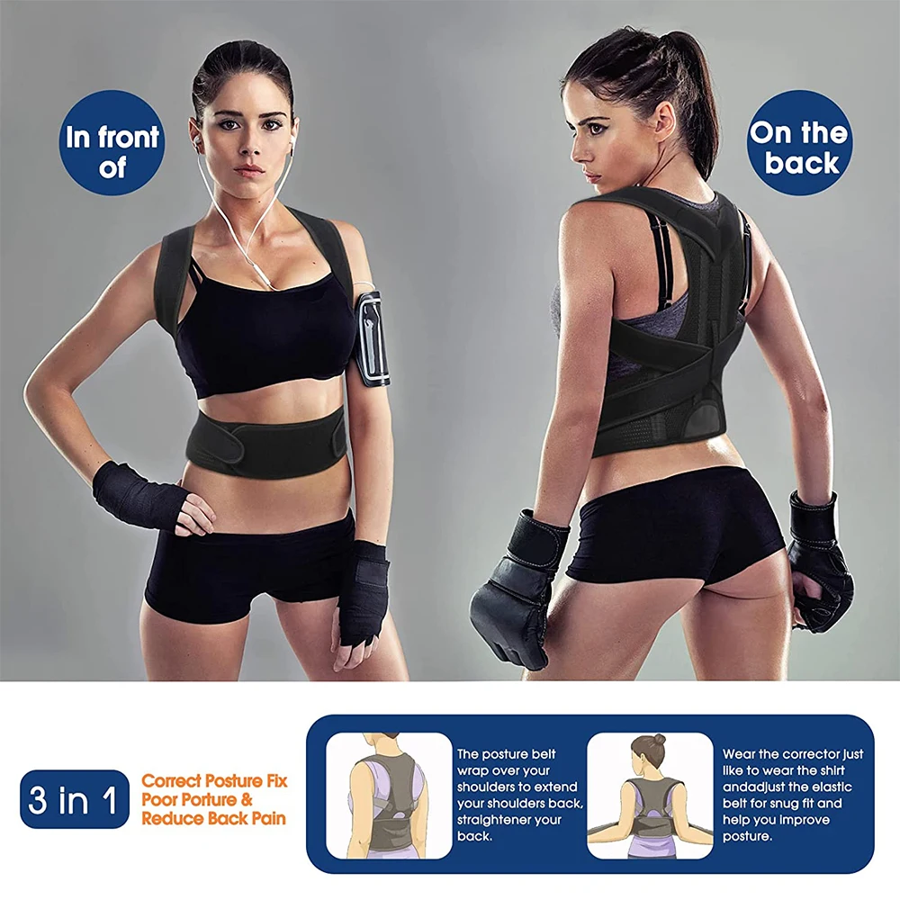 Корректор осанки с регулируемой поддержкой спины для мужчин и женщин удобный