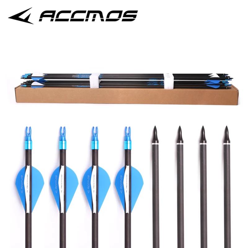 

24pc 32 inch Spine 250 300 350 400 500 600 700 800 Pure Carbon Arrow ID 6.2 mm Archery For Compound /Recuvre Bow Hunting