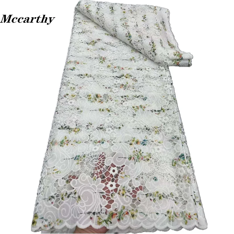 

Высококачественная элегантная французская сетчатая кружевная ткань Mccarthy, африканская вышивка, нигерийская молочная шелковая кружевная ткань для свадебного платья