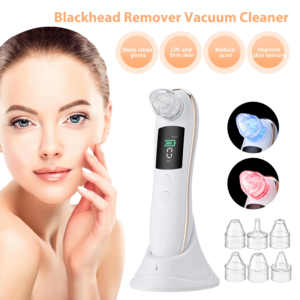 

Electric Blackhead Remover Red Blue Light Pore Blackhead Cleaner Household Blackhead Vacuum Remove Acne Oil Face Deep Cleaning