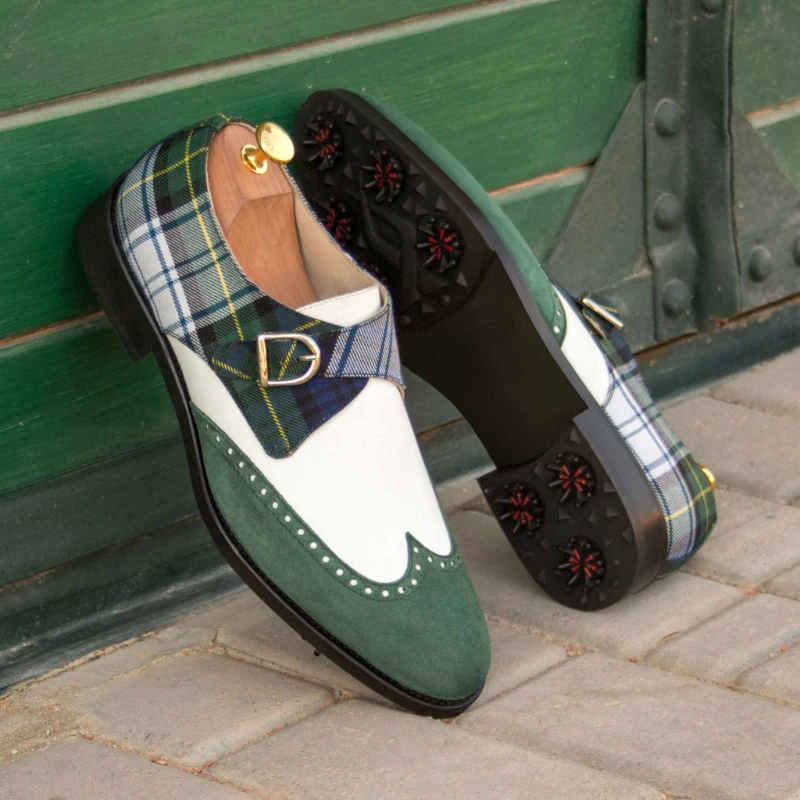 

Мужские туфли Monk Shoes, модные деловые Повседневные Классические классические туфли из искусственной замши в шотландскую клетку с одной пряжкой CP101