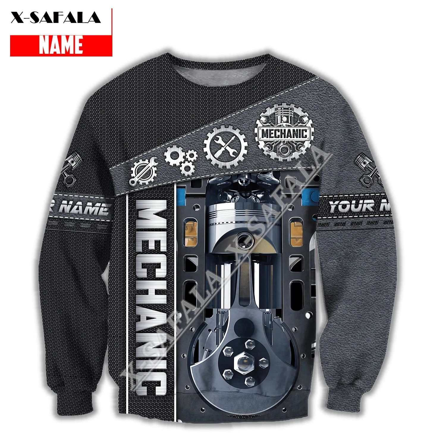 

Mechanic Spirit Job Skull Tattoo Name Flag 3D All Printed Hoodie Man Outwear Zipper Pullover Sweatshirt Casual Jersey