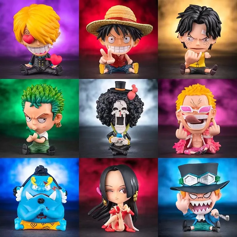 

8-13cm One Piece Zoro Luffy Sanji Anime Figure Ver. Robin Nami Brook Chopper Cute PVC Car Decoration Figures Usopp Model Toys