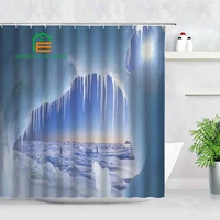 3d printed cave scenery pattern waterproof polyester bathroom curtain fabric bathtub decoration 3 large sizes