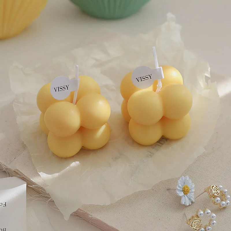 

Modern Home Decoration Cube Bubble Candle Wax Aromatherapy Scented Candles Home Decorative Candles Birthday Gift