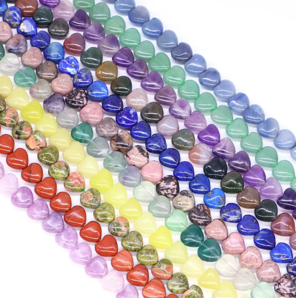 Бусины в форме сердца из натурального камня аметиста розового кварца 10 мм