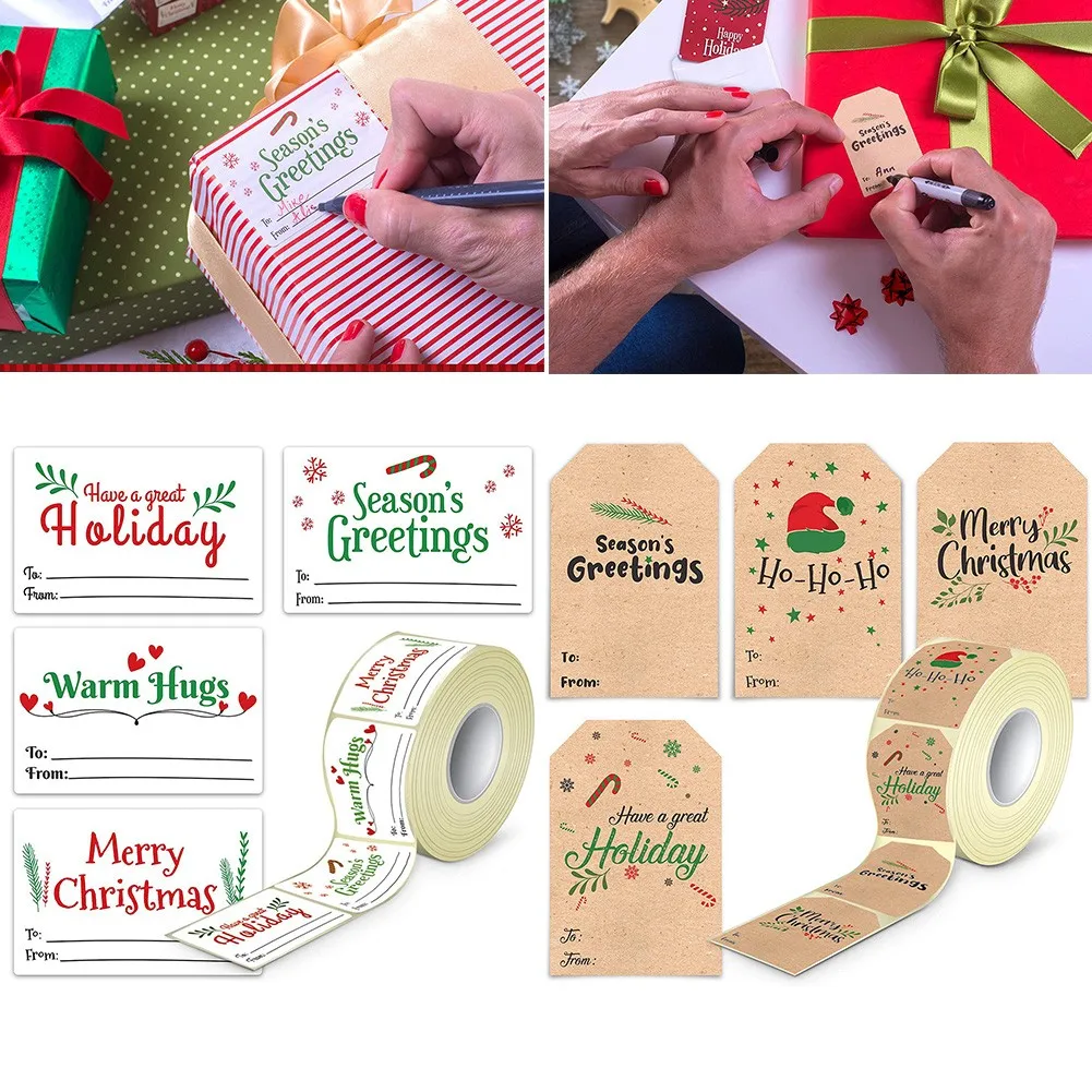 

300Pcs Merry Christmas Roll Sticker Christmas Day Decoration Gift Collection Sticker Label Wedding Christmas Decoration