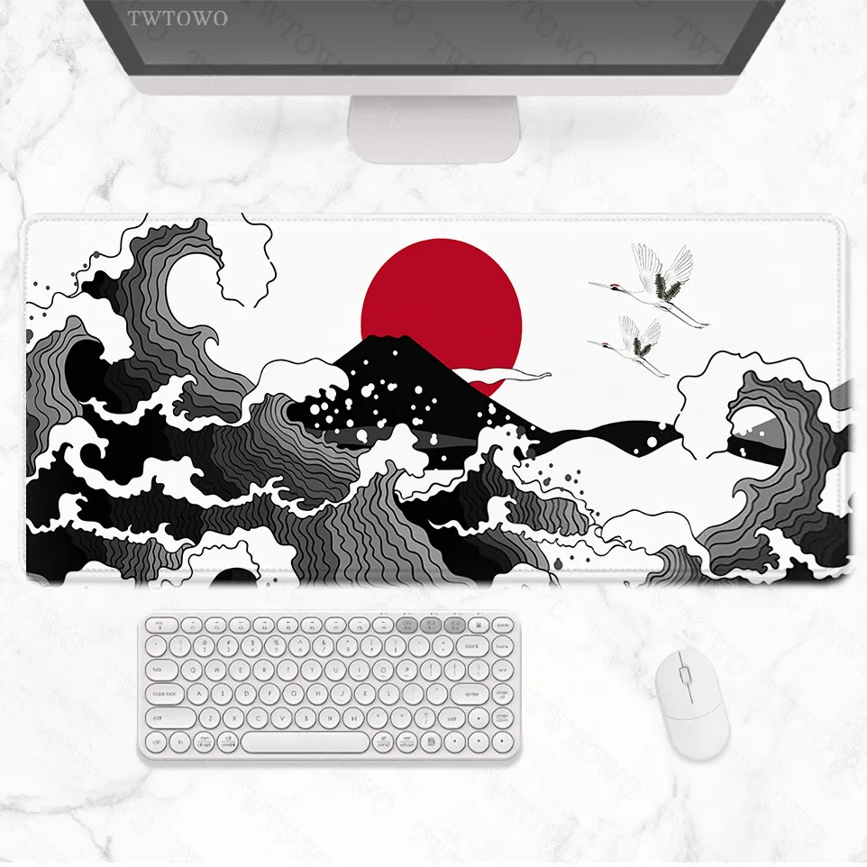 

Black White Great Waves Red Sun Mouse Pad Gaming XL HD Computer Home New Mousepad XXL Playmat Office Non-Slip Soft PC Mouse Mat