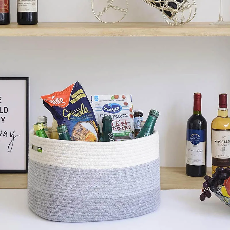 Прямоугольная корзина для хранения тканая хлопчатобумажная веревка грязная